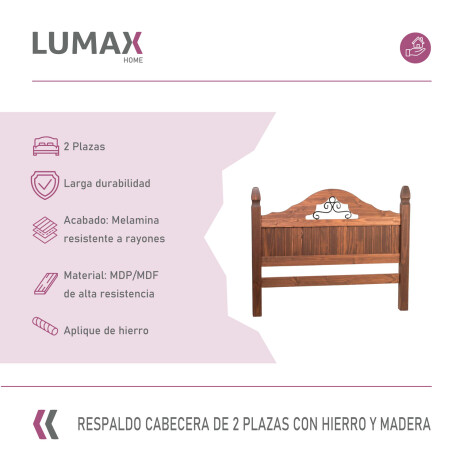 Respaldo Cabecera Lumax 2 plazas Madera y Hierro Respaldo Cabecera Lumax 2 plazas Madera y Hierro