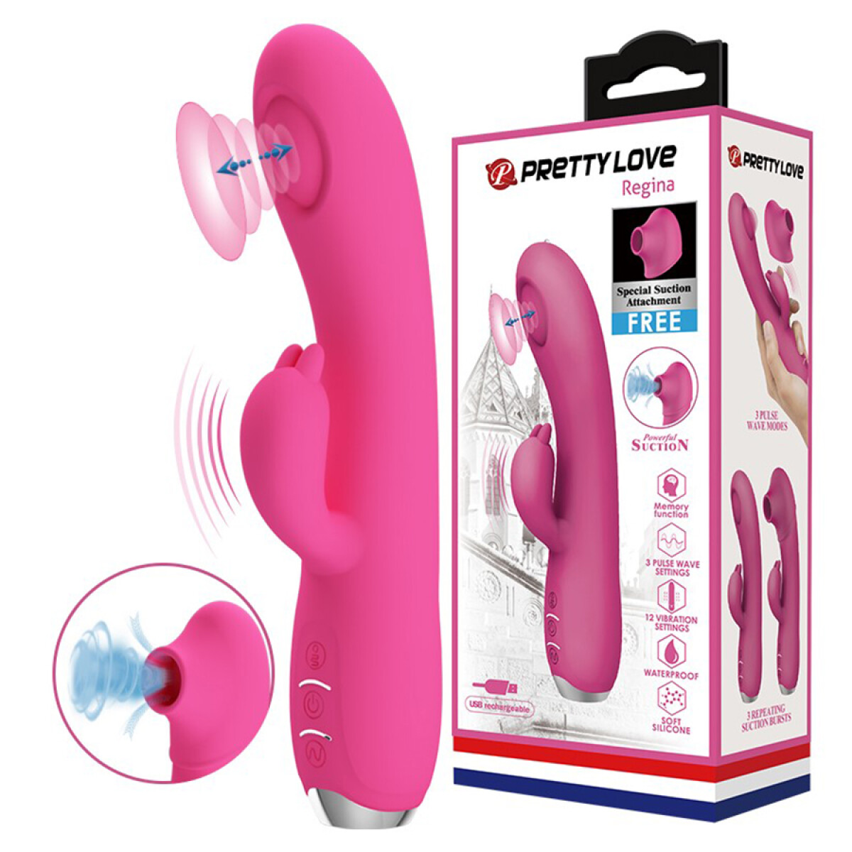 Regina Pretty Love Vibrador Pulsaciones Succión - Rosa 