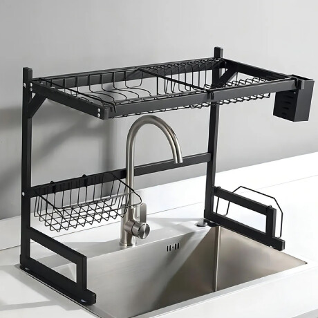 Escurridor de Platos Acero Inox Sobre Fregadero 65x31x49cm Negro