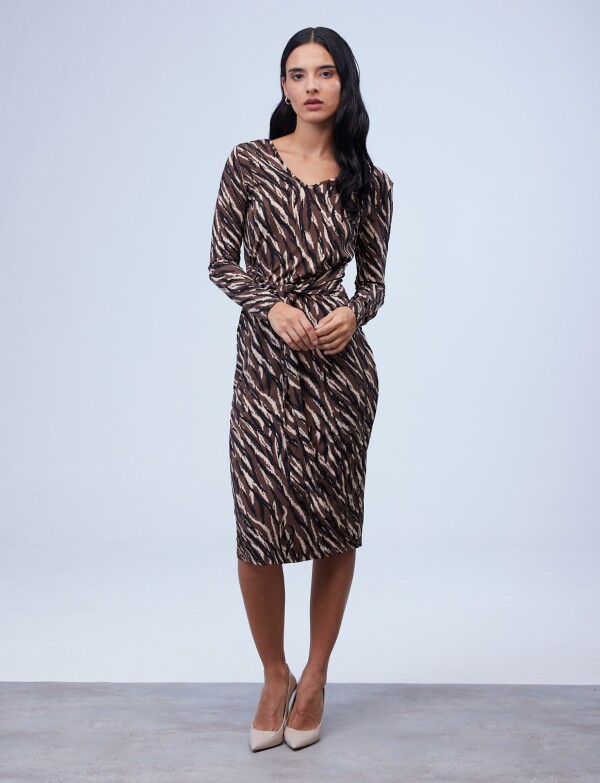 Vestido Lazo Print MARRON/MULTI