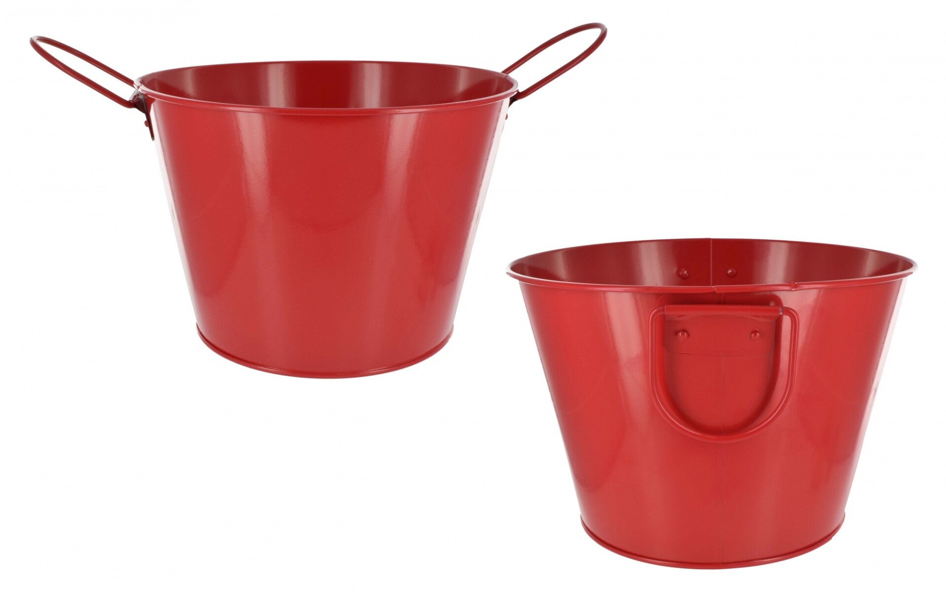 Balde de metal rojo con asas para botellas 24x15.5cm 