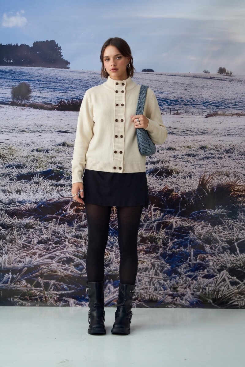 PREVENTA Cardigan buttones geometricos crudo