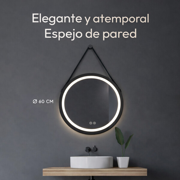 Espejo Redondo De Colgar Led 60 Cm Led13 TRANSPARENTE