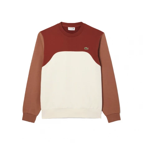 BUZO LACOSTE CUELLO REDONDO COLORBLOCK White/red