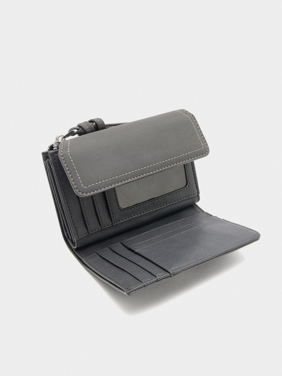 Cartera Lisa Con Solapa gris