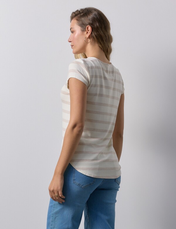 Remera Modal Lineas BEIGE