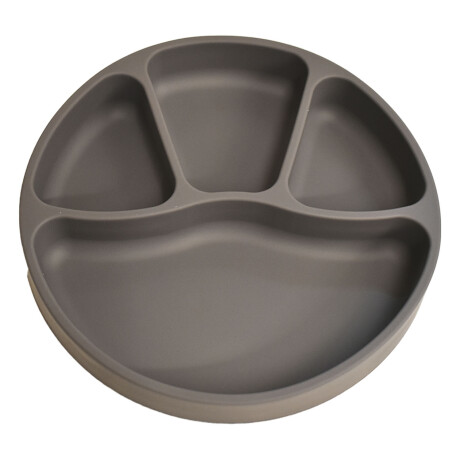 Plato Redondo c/ Separaciones y Tapa Comida Bebé en Silicona Gris
