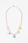 Collar cordón múltiples charms plateado