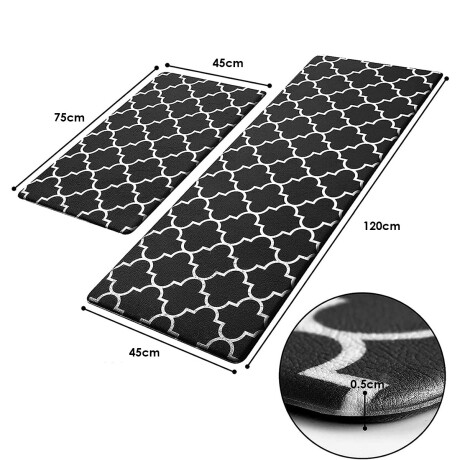 Set 2 Alfombras P/ Cocina O Baño Pvc Tatami Acolchado Negro