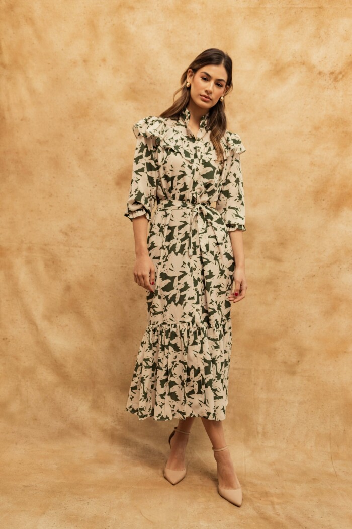 CAMISERO MARIE MAXI MOSS GREEN FLOWER CAMISERO MARIE MAXI MOSS GREEN FLOWER