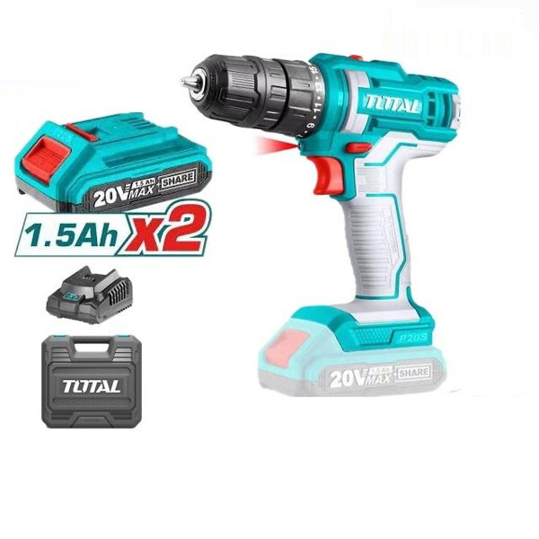 Taladro Atornillador 20V + 2 Baterias - Total Taladro Atornillador 20V + 2 Baterias - Total