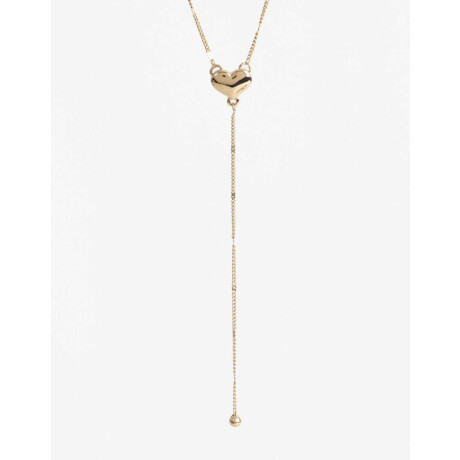 Collar Largo Metal Corazón Bañado En Oro Dorado