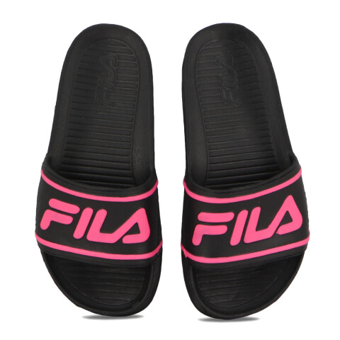 Chancletas Mujer Fila Sleek Negro-Rosado