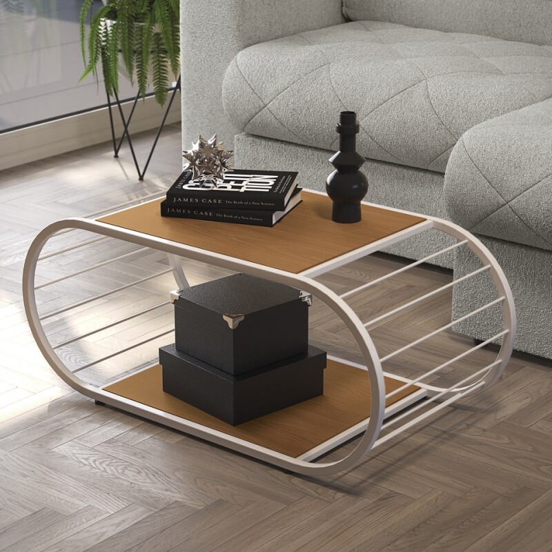 Mesa de centro canela con blanco Mesa de centro canela con blanco