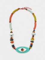 Collar Corto De Cuentas Multicolor Y Ojo multicolor