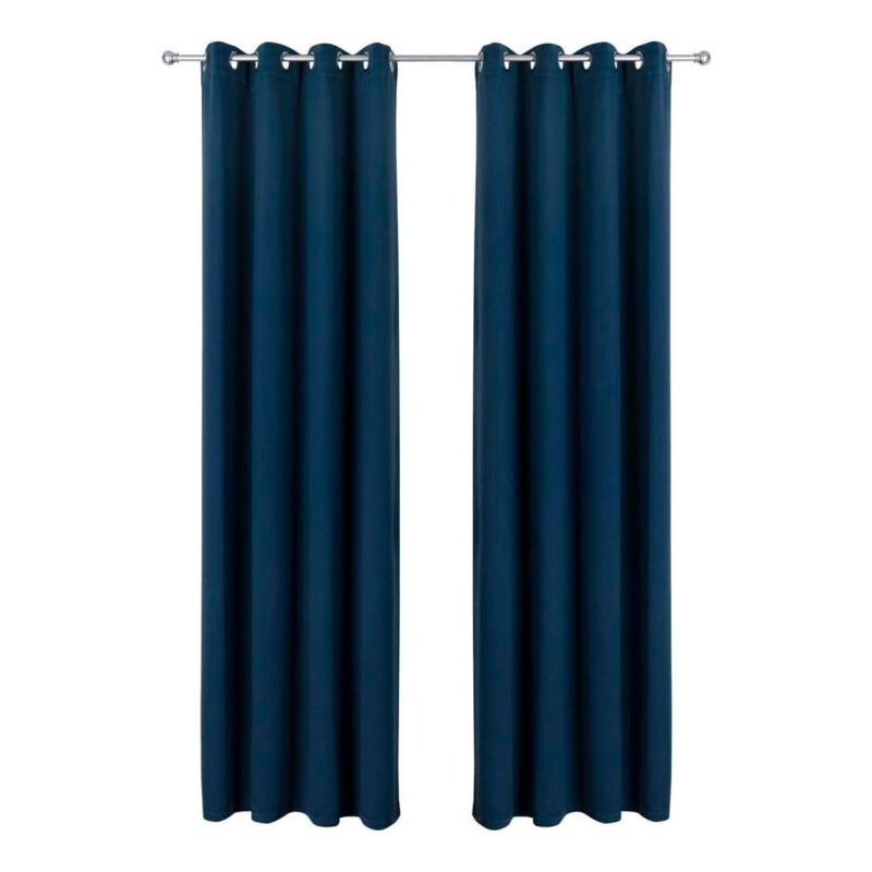 Cortinas Blackout 2 Paños 220cm X 140cm Satinado Calidad Azul