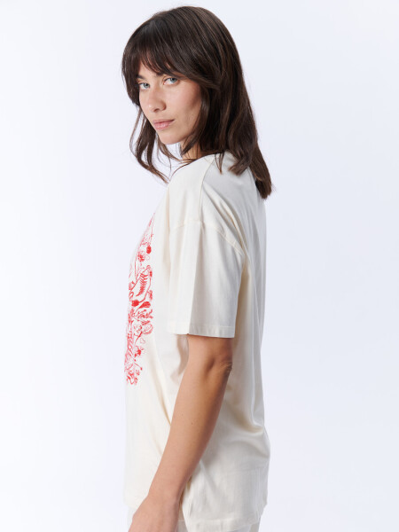 Remera manga corta oversize Estampa All blanca