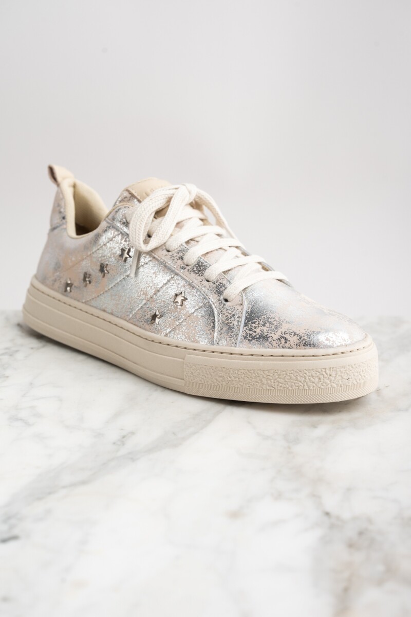 Zapatilla Cuero Apliques Nácar