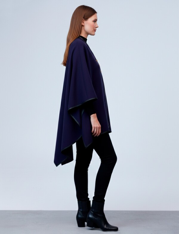 Ruana Botones Ribete AZUL