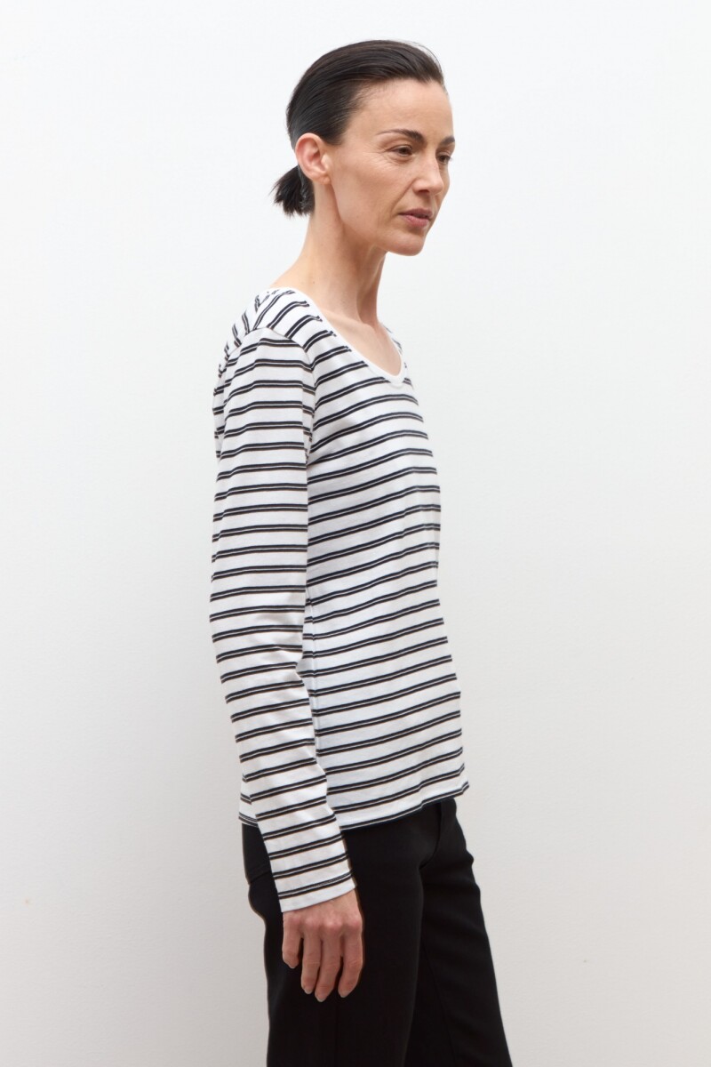 Remera rayada manga larga blanco