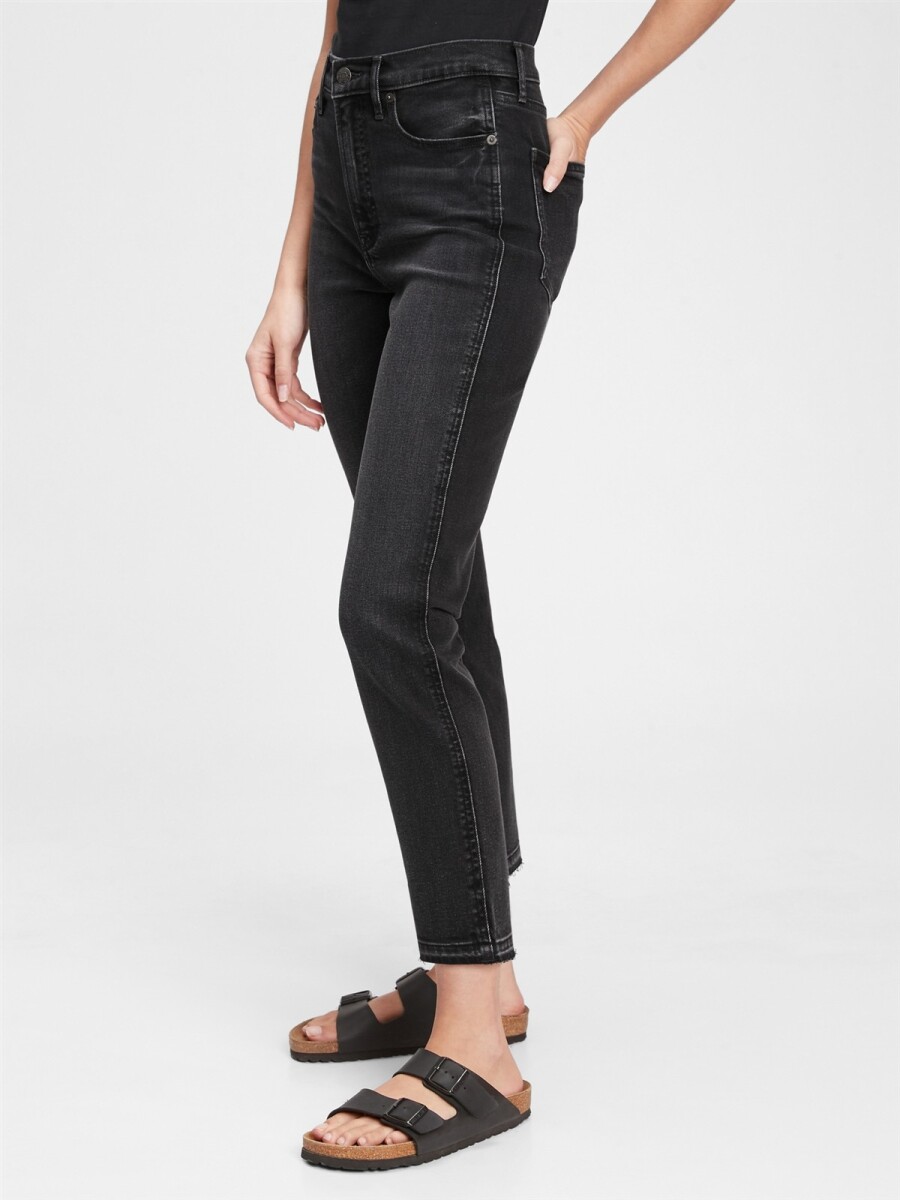 Jean Vintage Slim Tiro Alto Mujer - Washed Black 
