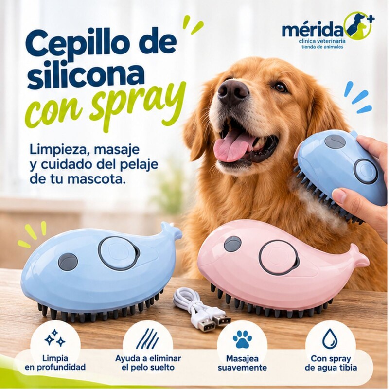 PEINE CEPILLO VAPOR PARA PERROS Y GATOS CON USB RECARGABLE PEINE CEPILLO VAPOR PARA PERROS Y GATOS CON USB RECARGABLE