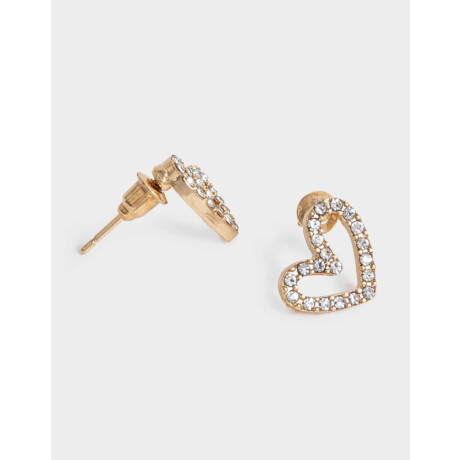 Aros Pasantes Corazón Con Strass Plateado Dorado
