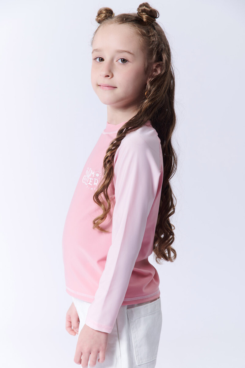 Remera manga larga uv combinada Combinada Rosado