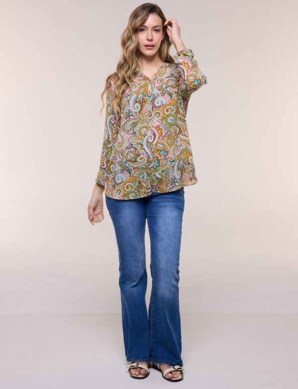 Blusa Holgada Arabescos MULTI/TOSTADO
