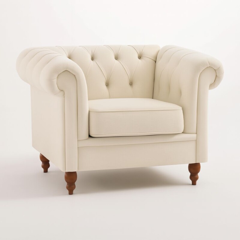 Sofa 1 cuerpo Clasico - Tapizado tela Marfil lisa Sofa 1 cuerpo Clasico - Tapizado tela Marfil lisa