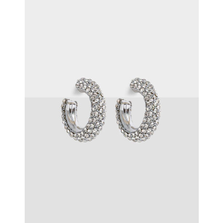Aros Argollas Con strass Plateado