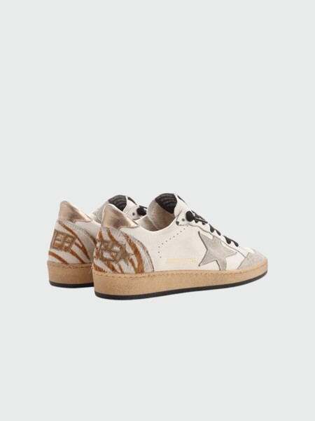 Golden Goose-Championes de cuero acordonados, Ball star Blanco