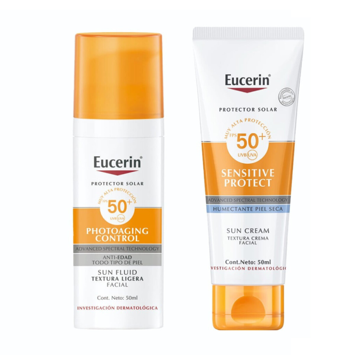 Pack Eucerin Protector Solar Photoaging Control FPS50+ 50ml + Sensitive Protect FPS50+50ml 