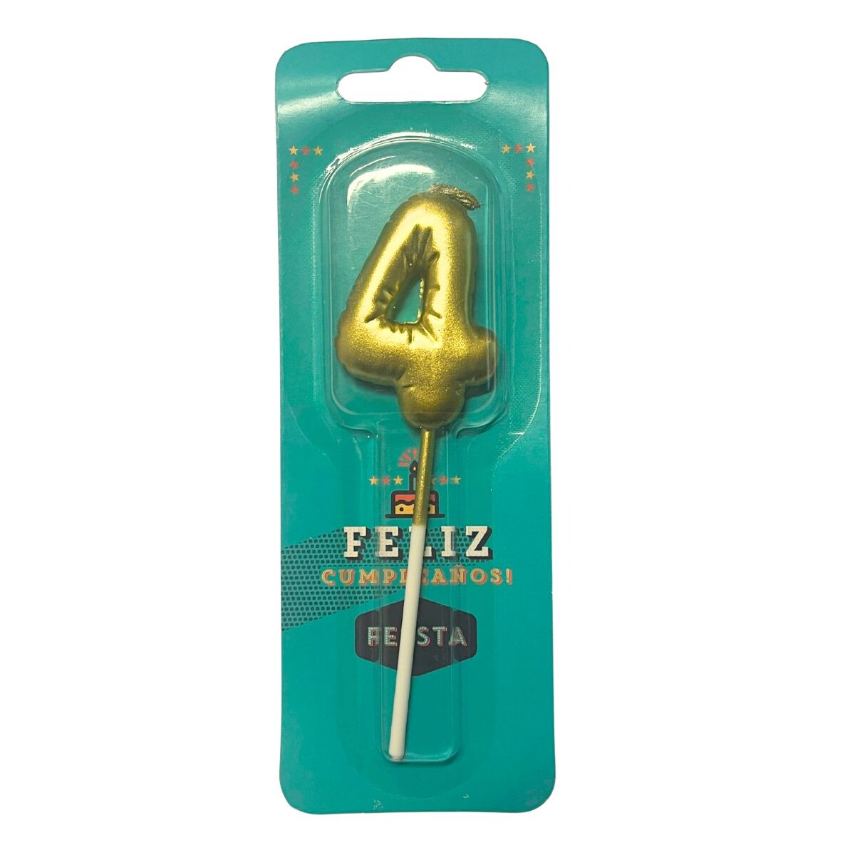 Vela Numero Diseño Globo Dorada Pequeña - Cuatro 