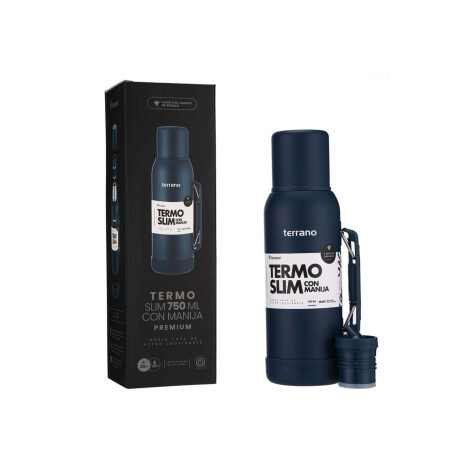 Termo Slim 750Ml. Con Base Silicona Azul Opaco
