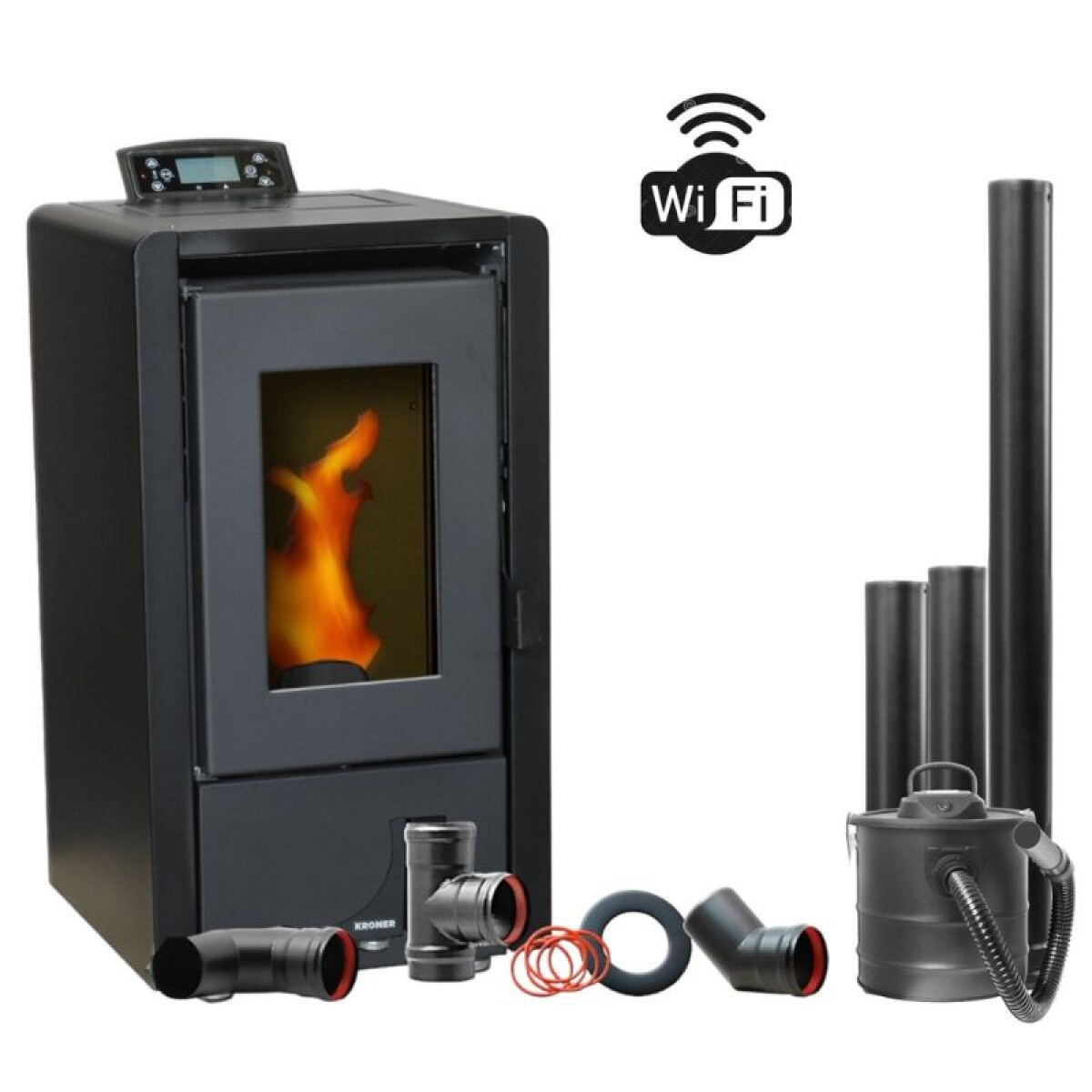 CALEFACTOR A PELLET 6 KW OLIVIA + KIT DE CAÑOS DE PARED + ASPIRADORA DE REGALO! 