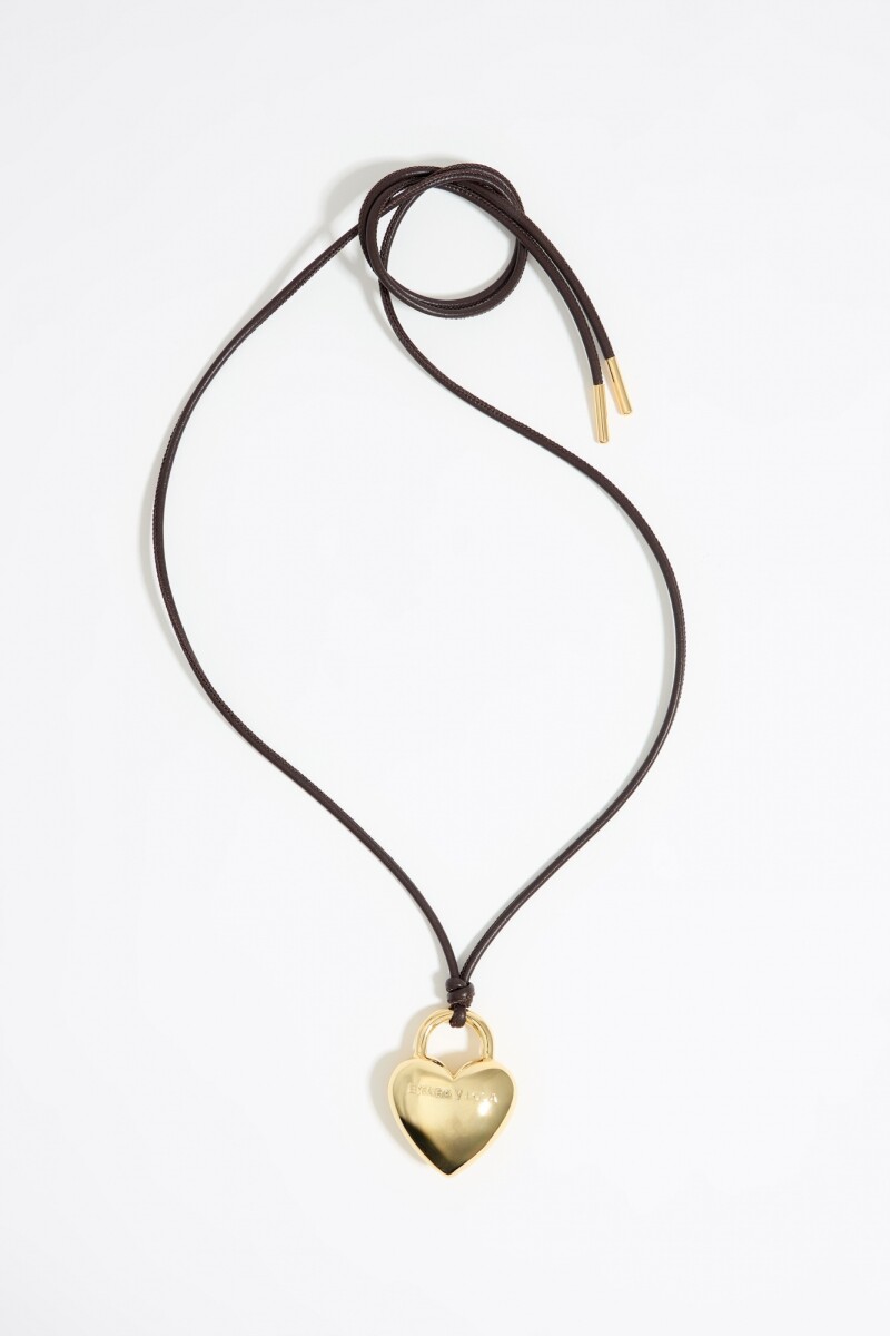 COLLAR CORDÓN PIEL CORAZON Oro
