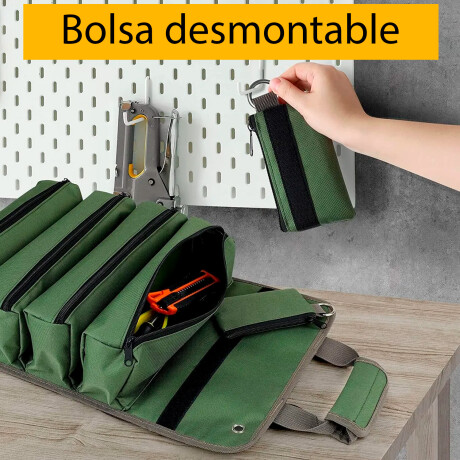 Bolso Herramientas Enrollable Organizador Práctico Verde