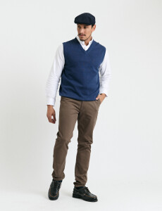 470885 CHALECO HARRINGTON LABEL Azul Piedra