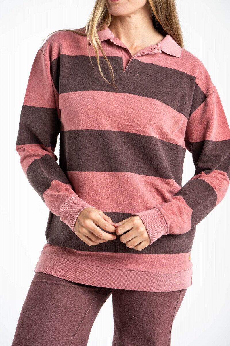 Sweater Polo Rayas Burdeos