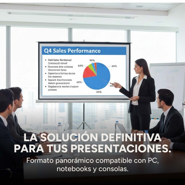 Pantalla De Proyección 84" Enrollable Con Trípode Regulable Negro