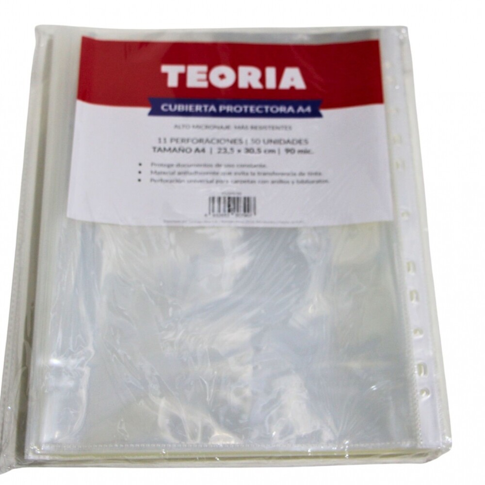 FUNDA TEORIA A4 X 50 UNIDADES DE 90 MICRONES FUNDA TEORIA A4 X 50 UNIDADES DE 90 MICRONES