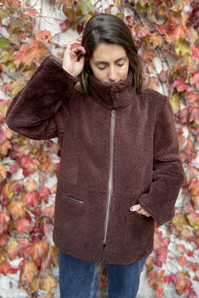 Borrego greta reversible Marron gastado