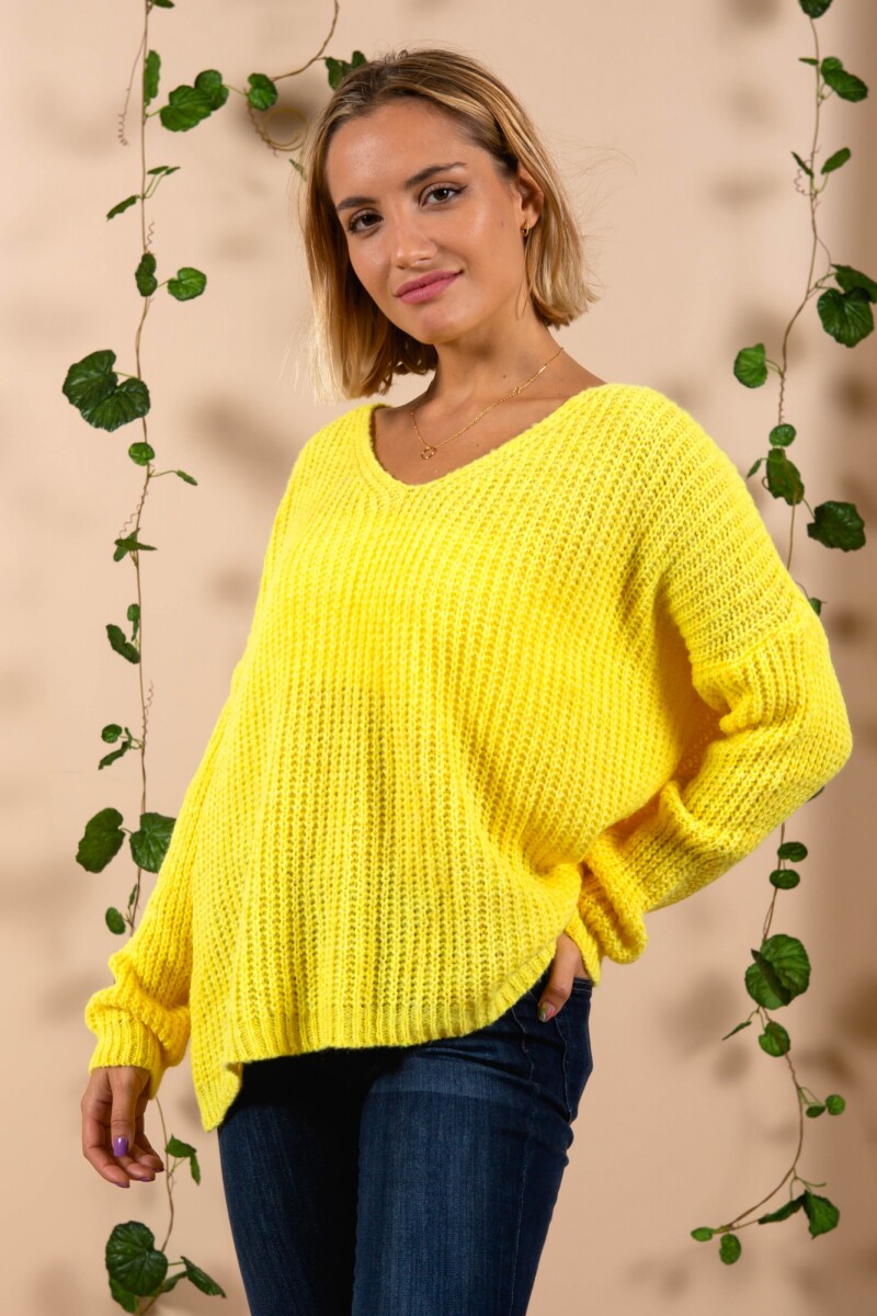 Sweater ancho escote V - Amarillo 
