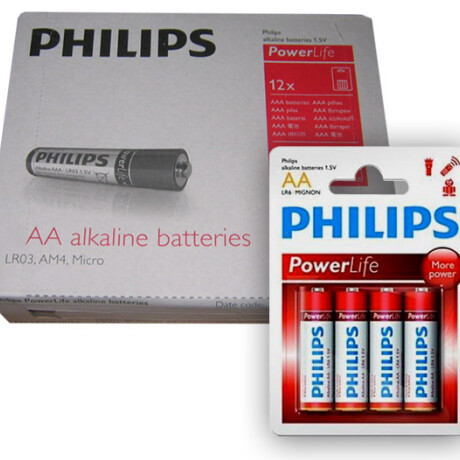 Pack de 12 Blister de Pilas Alcalinas Philips Aa X 4 001