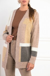 Cardigan Color Block Rosa Viejo