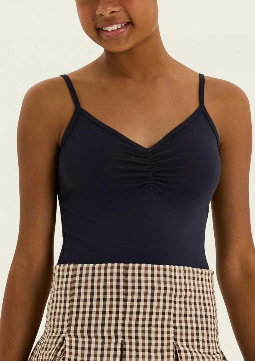 MUSCULOSA CON ESCOTE FRUNCIDO - AZUL 