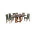 Conjunto Comedor 1600 Con Vidrio Celeste 6 Sillas Julia DJ Freijo | Gris Urbano Silla Linho Mate Conjunto Comedor 1600 Con Vidrio Celeste 6 Sillas Julia DJ Freijo | Gris Urbano Silla Linho Mate