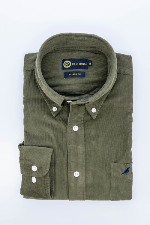 Camisa corduroy clasica Kaki