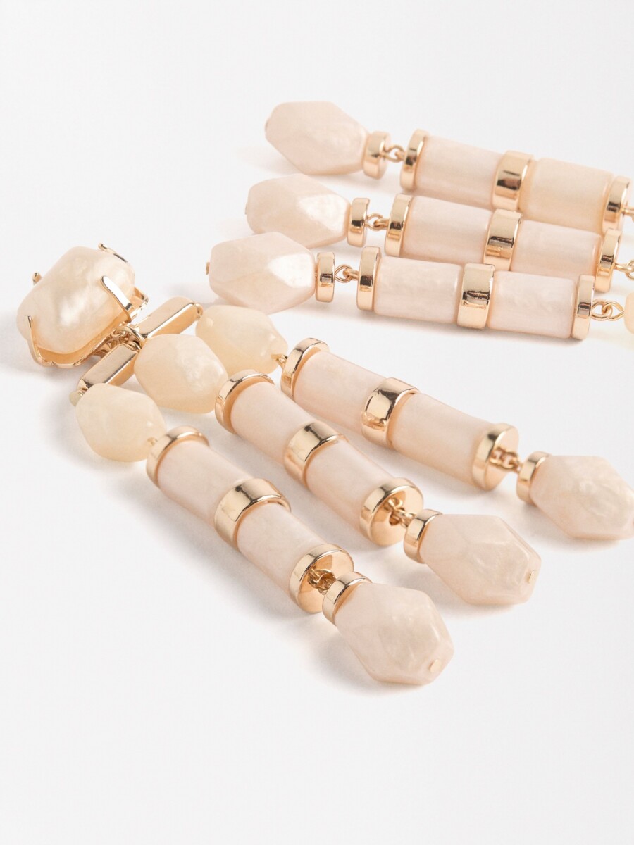 Pendientes Largos Efecto Piedra beige